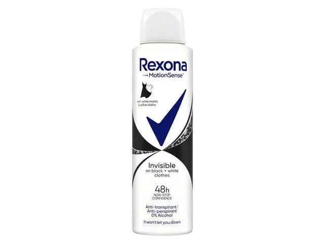 6x Rexona Invisible Black & White Clothes Deospray 150ml