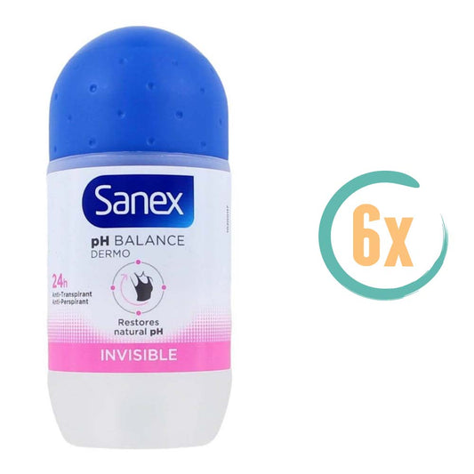 6x Sanex Dermo Invisible Deoroller 50ml