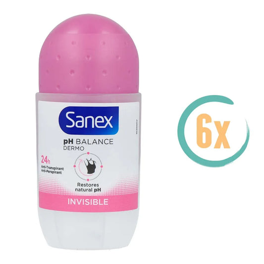 6x Sanex Dermo Invisible Deoroller 50ml