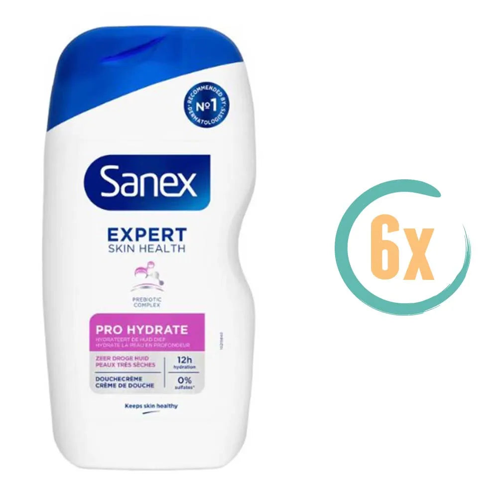 6x Sanex Expert Skin Pro Hydrate Douchegel 400ml