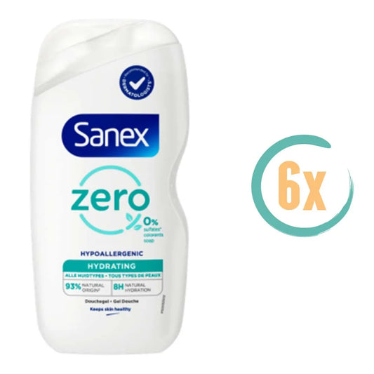 6x Sanex Zero% Hydrating Douchegel 400ml