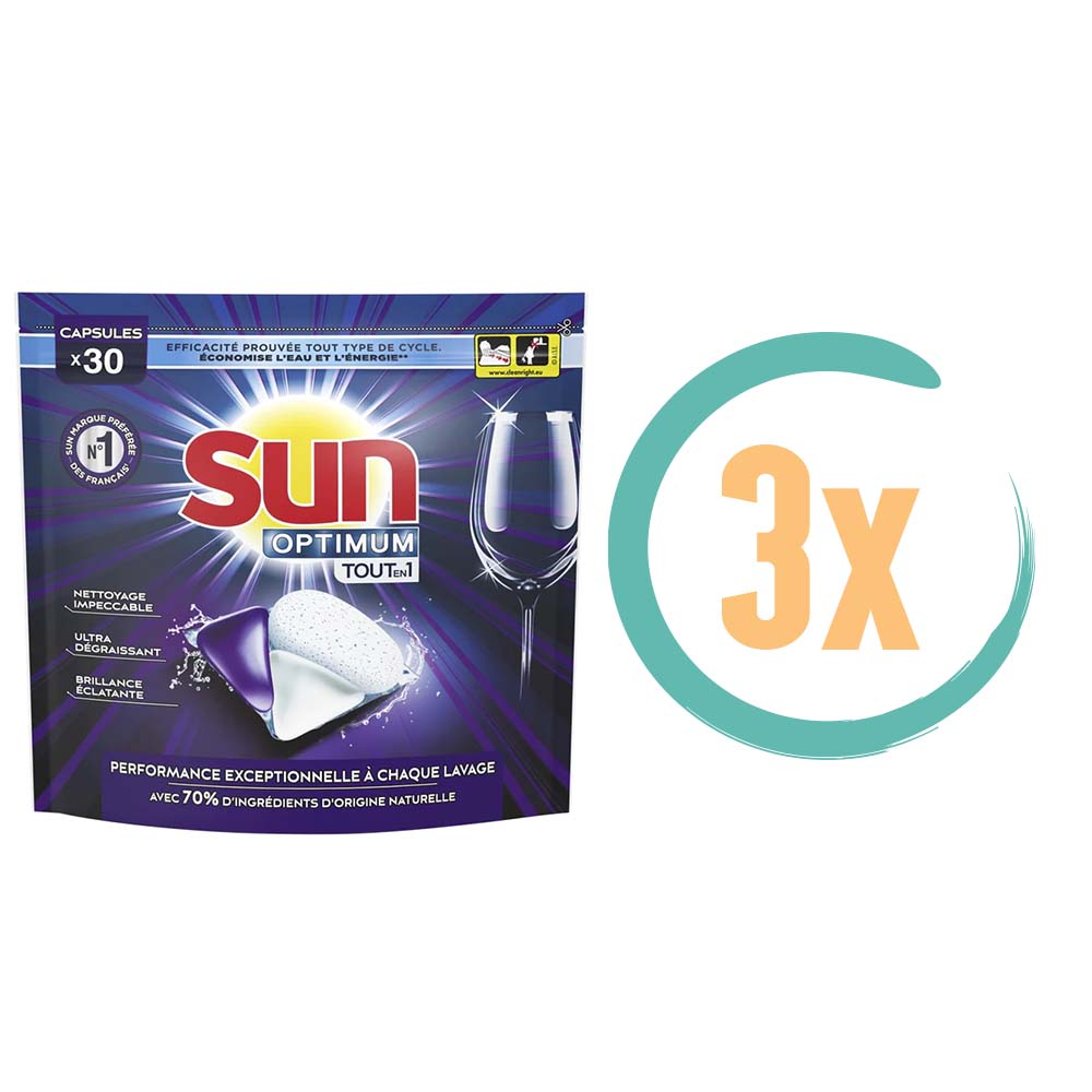 3x Sun Optimum Allin1 Vaatwastabletten 30 stuks, VoordeligInslaan.nl