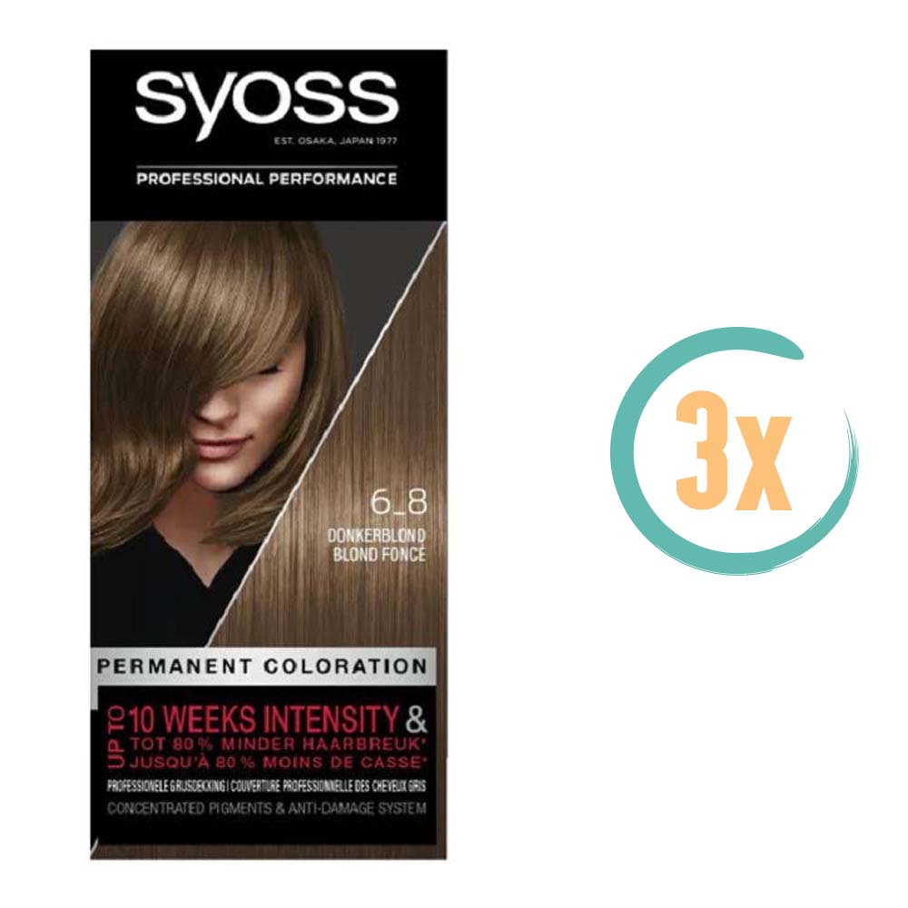 3x Syoss Haarverf 6_8 Donkerblond