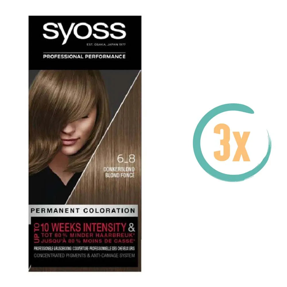 3x Syoss Haarverf 6_8 Donkerblond