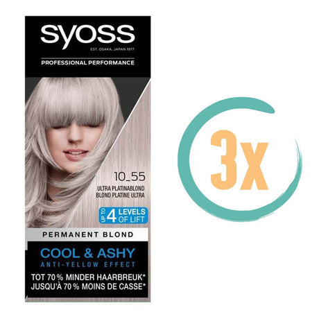 3x Syoss Haarverf 10_55 Ultra Platinablond, VoordeligInslaan.nl