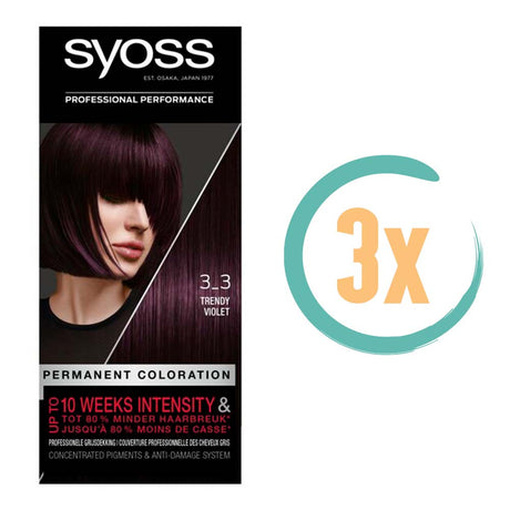 3x Syoss Haarverf 3_3 Trendy Violet, VoordeligInslaan.nl