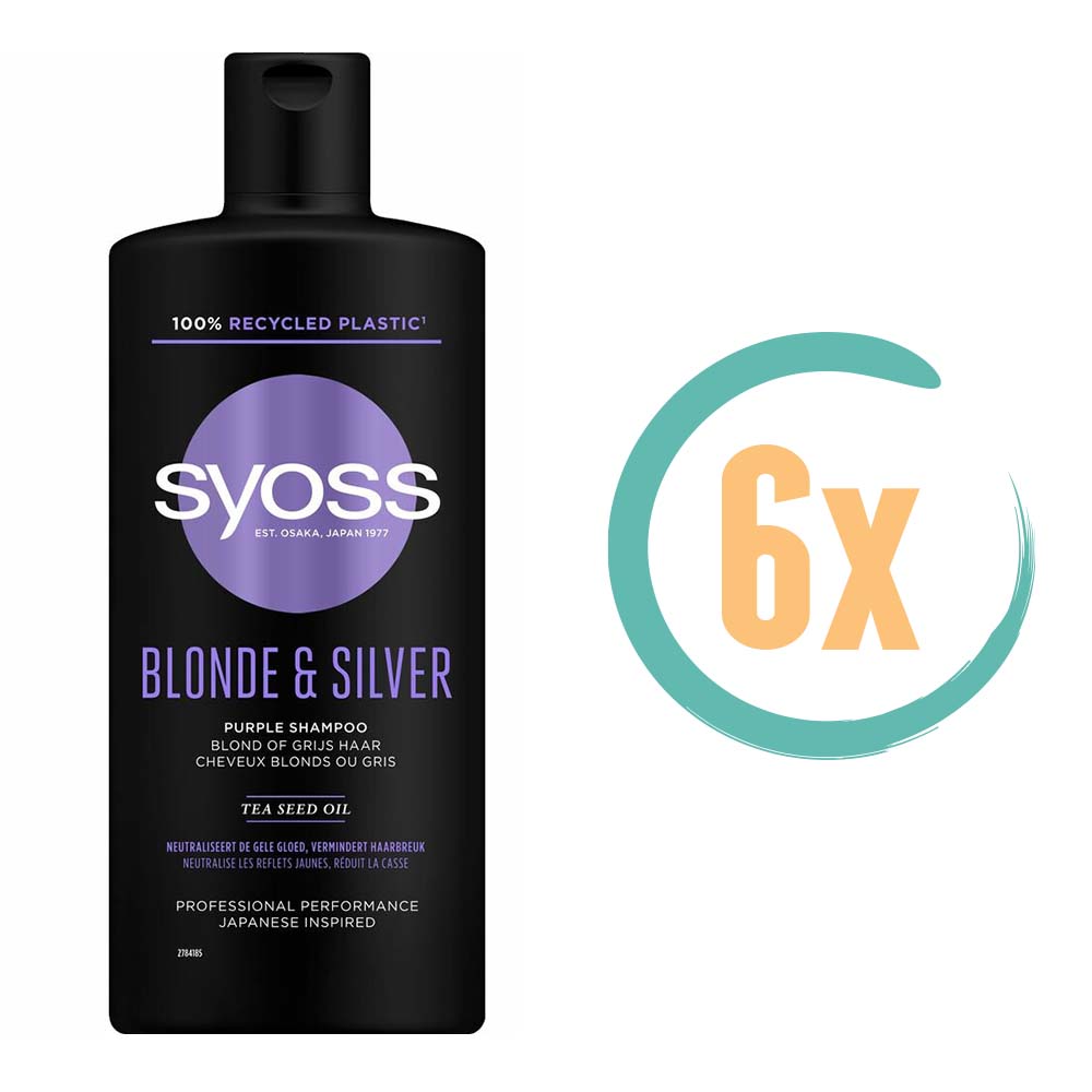 6x Syoss Blonde & Silver Shampoo 440ml, VoordeligInslaan.nl