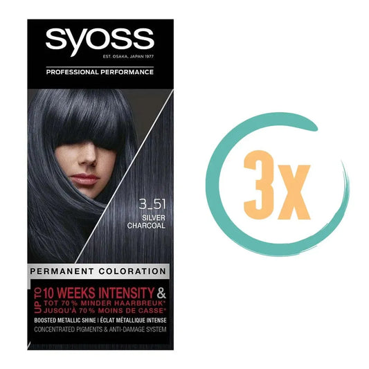 3x Syoss Haarverf 3_51 Silver Charcoal