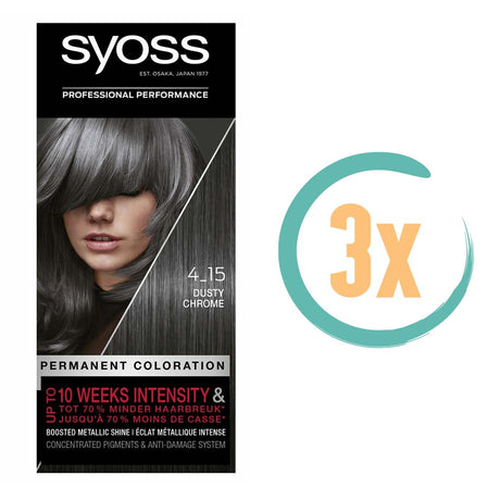 3x Syoss Haarverf 4_15 Dusty Chrome, VoordeligInslaan.nl