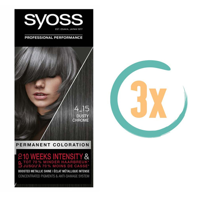 3x Syoss Haarverf 4_15 Dusty Chrome, VoordeligInslaan.nl