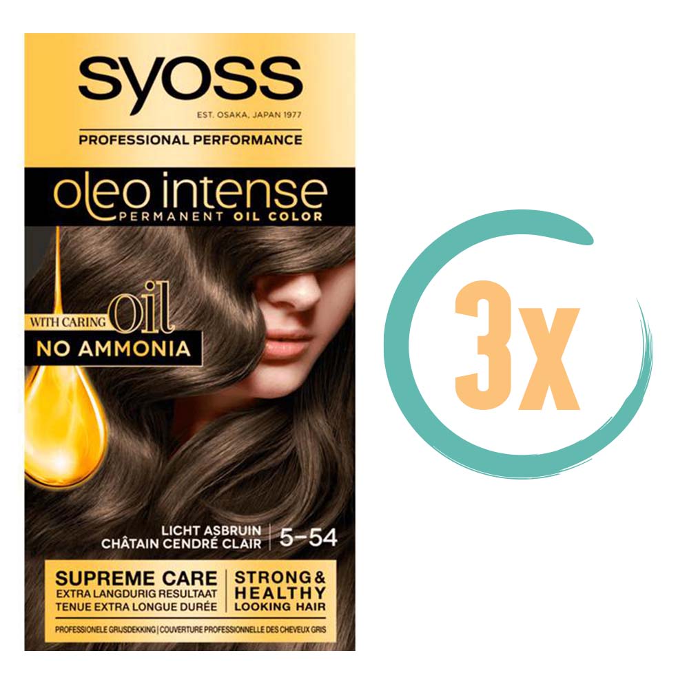 3x Syoss Oleo Intense 5-54 Licht Asbruin Haarverf, VoordeligInslaan.nl