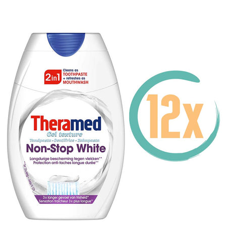 12x Theramed Tandpasta 2in1 Non-Stop White 75ml, VoordeligInslaan.nl