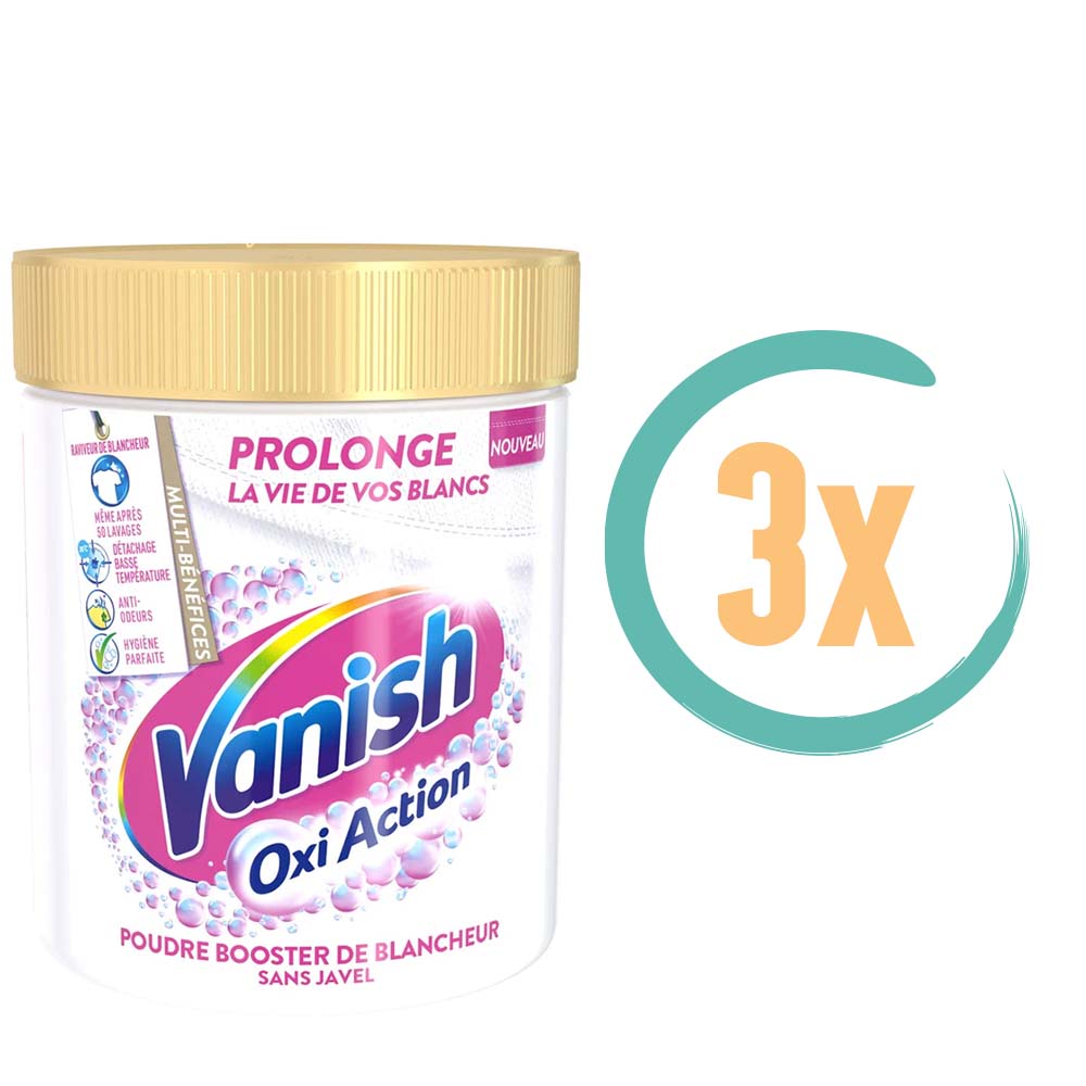 3x Vanish Oxi Action Whitening Vlekverwijderaar 470g, VoordeligInslaan.nl