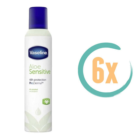 6x Vaseline Aloe Sensitive Deospray 250ml, VoordeligInslaan.nl