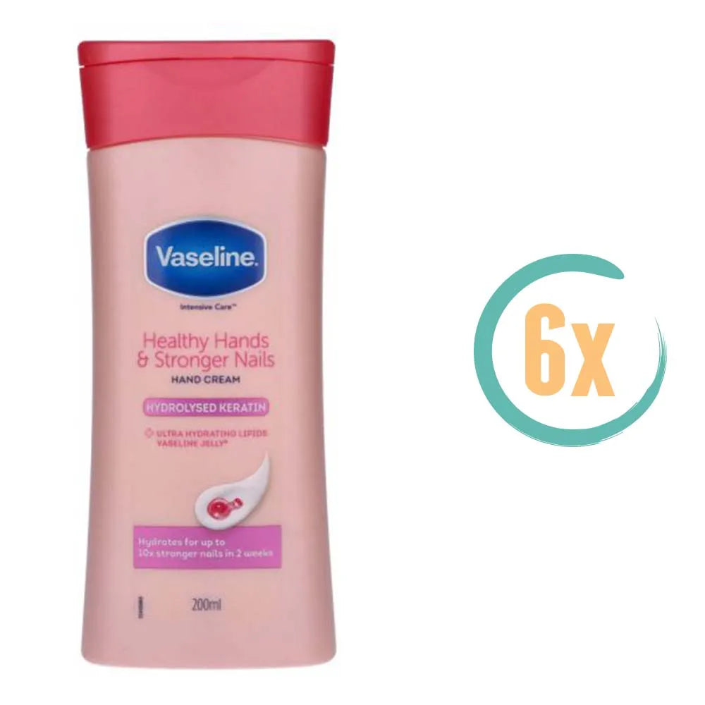 6x Vaseline Healthy Hands & Stronger Nails Handcreme 200ml