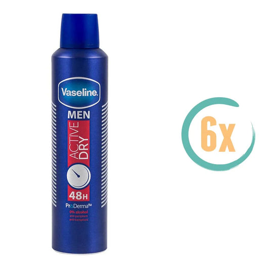 6x Vaseline Men Active Dry Deospray 250ml