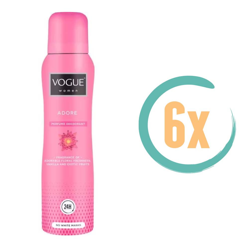 6x Vogue Adore Parfum Deospray 150ml, VoordeligInslaan.nl