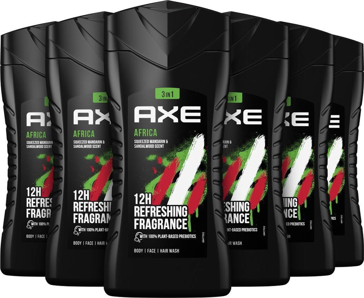 6x Axe Africa 3in1 Douchegel 250ml, VoordeligInslaan.nl