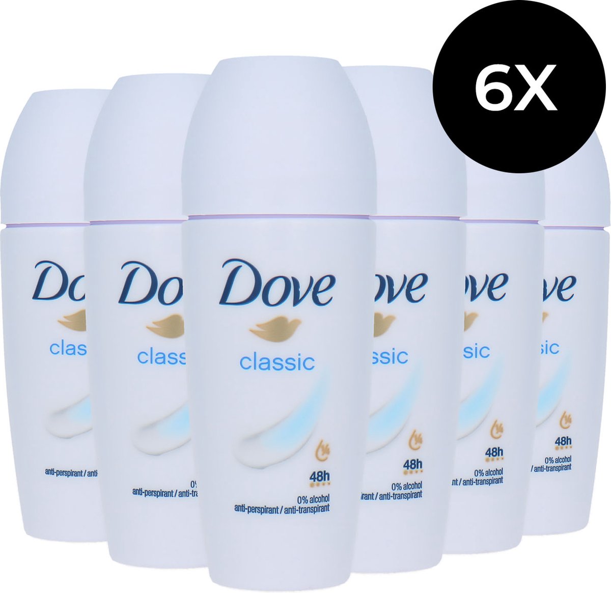 6x Dove Classic Deoroller 50ml, VoordeligInslaan.nl