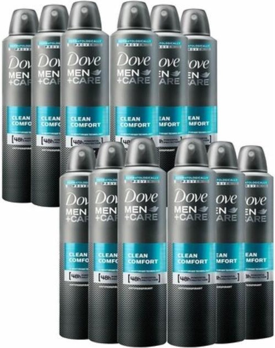 12x Dove Clean Comfort Deospray 250ml, VoordeligInslaan.nl