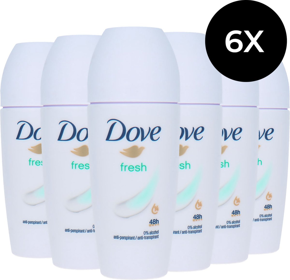 6x Dove Fresh Deoroller 50ml, VoordeligInslaan.nl