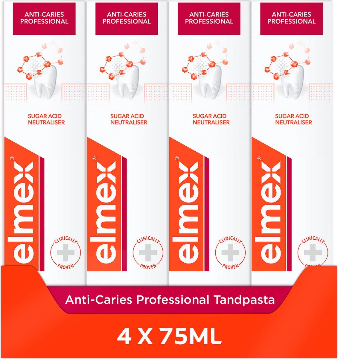 4x Elmex Anti-Cariës Professional Tandpasta 75ml, VoordeligInslaan.nl