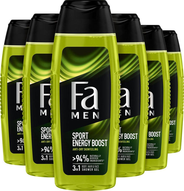 6x Fa Sport Energy Boost Douchegel 250ml, VoordeligInslaan.nl