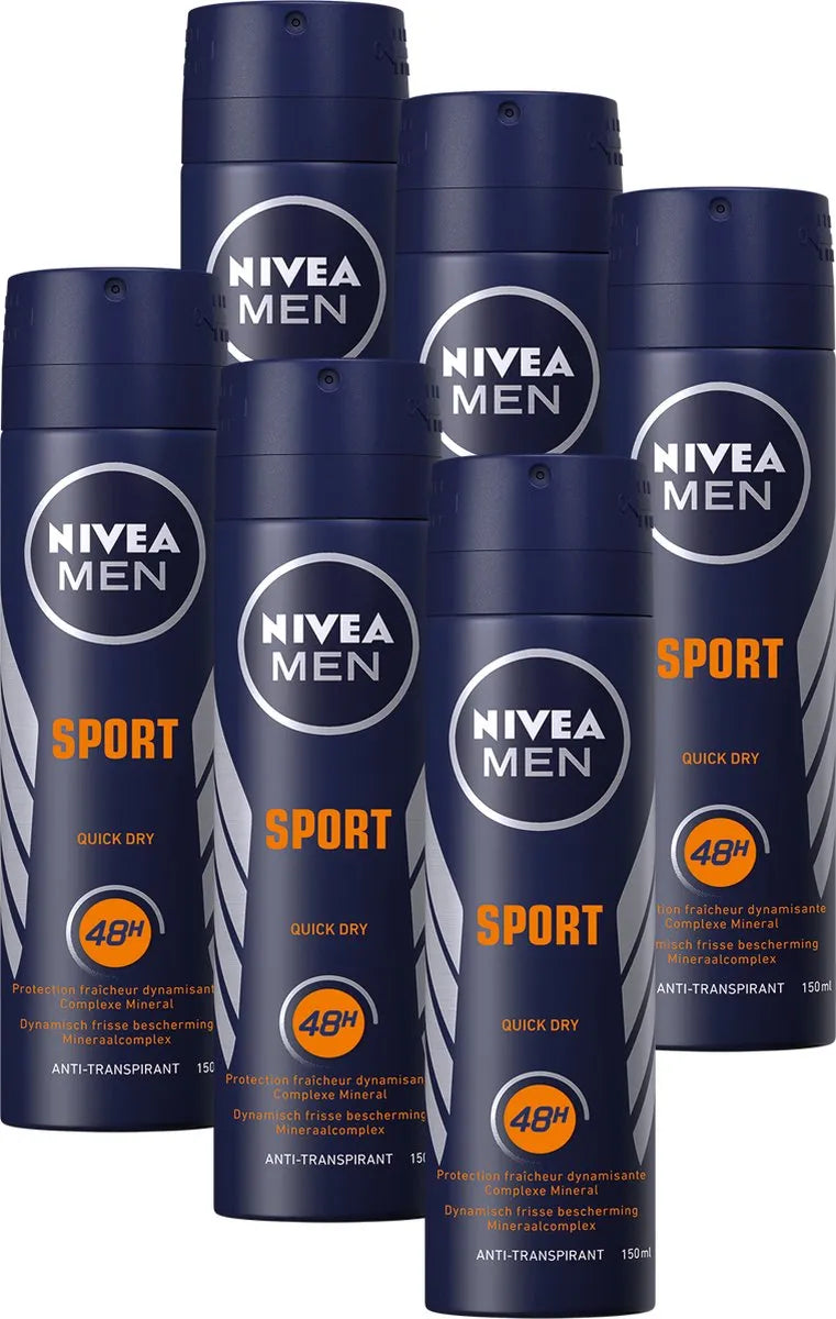 6x Nivea Sport Deospray 150ml, VoordeligInslaan.nl