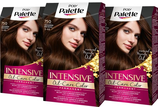 3x Poly Palette Haarverf 750 Chocolade Bruin