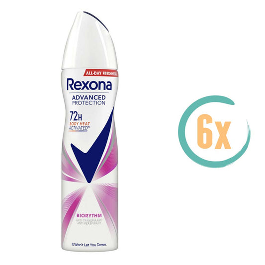 6x Rexona Biorythm Advanced 72H Deospray 150ml