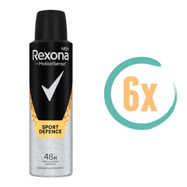 6x Rexona Sport Defence Deospray 150ml, VoordeligInslaan.nl