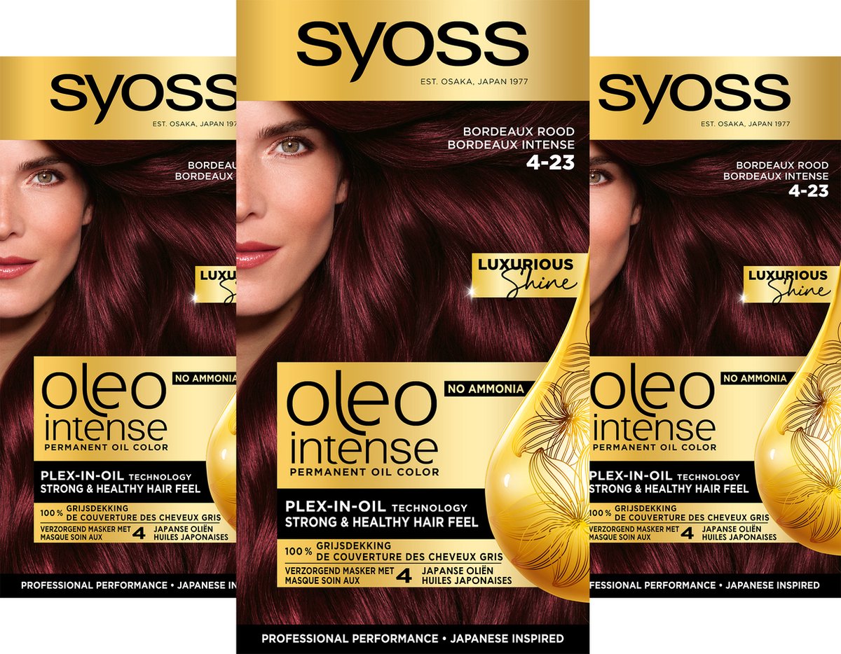 3x Syoss Oleo Intense 4-23 Bordeaux Rood Haarverf, VoordeligInslaan.nl