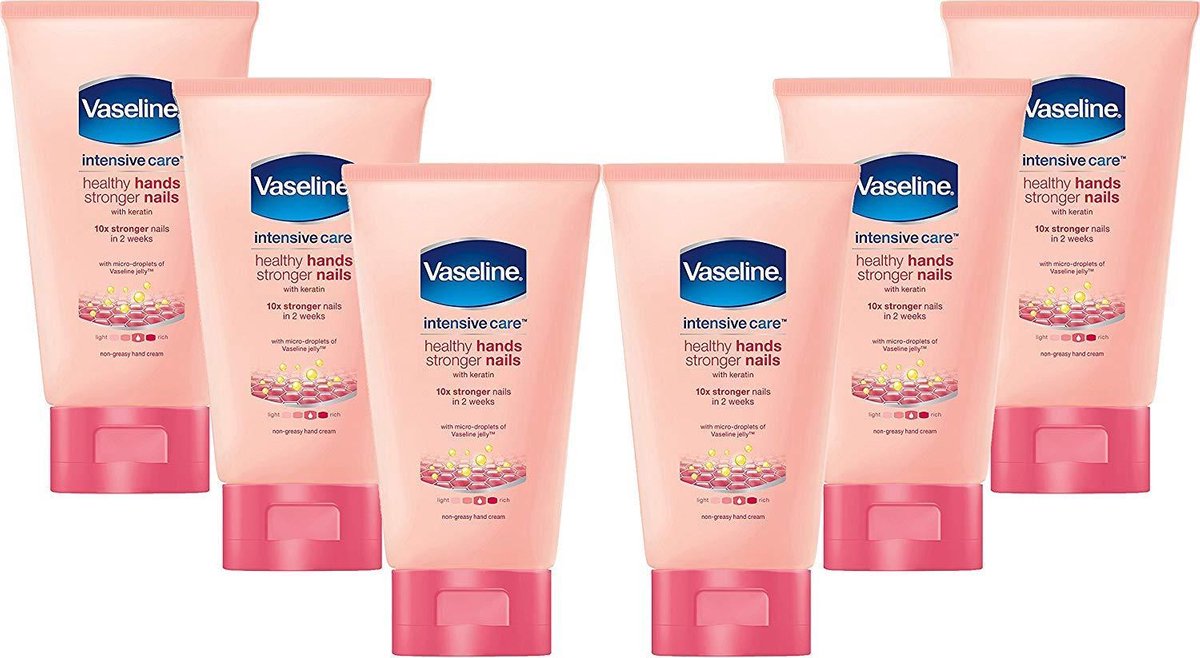 6x Vaseline Healthy Hands & Stronger Nails Handcrème 75ml, VoordeligInslaan.nl