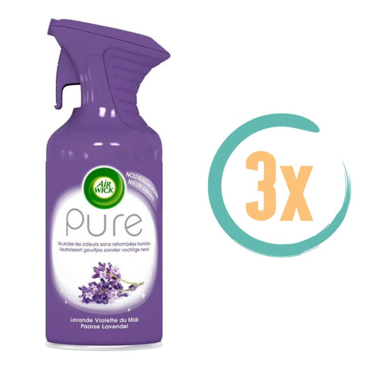 3x Airwick Pure Luchtverfrisser Spray Lavendel 250ml -