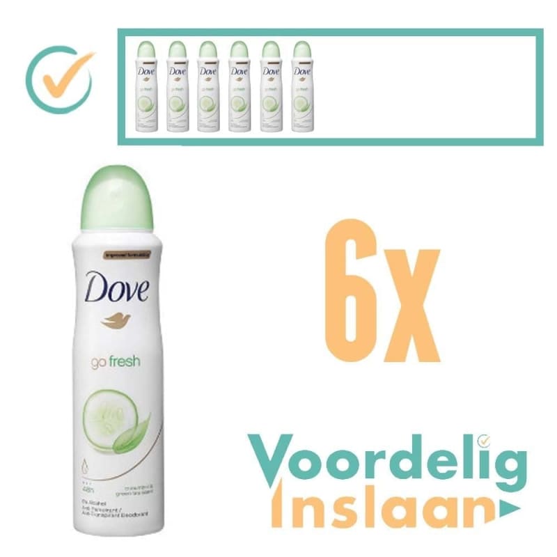 6x Dove Go Fresh Komkommer Deospray 150ml - Deodorant voor