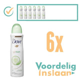 6x Dove Go Fresh Komkommer Deospray 150ml - Deodorant voor