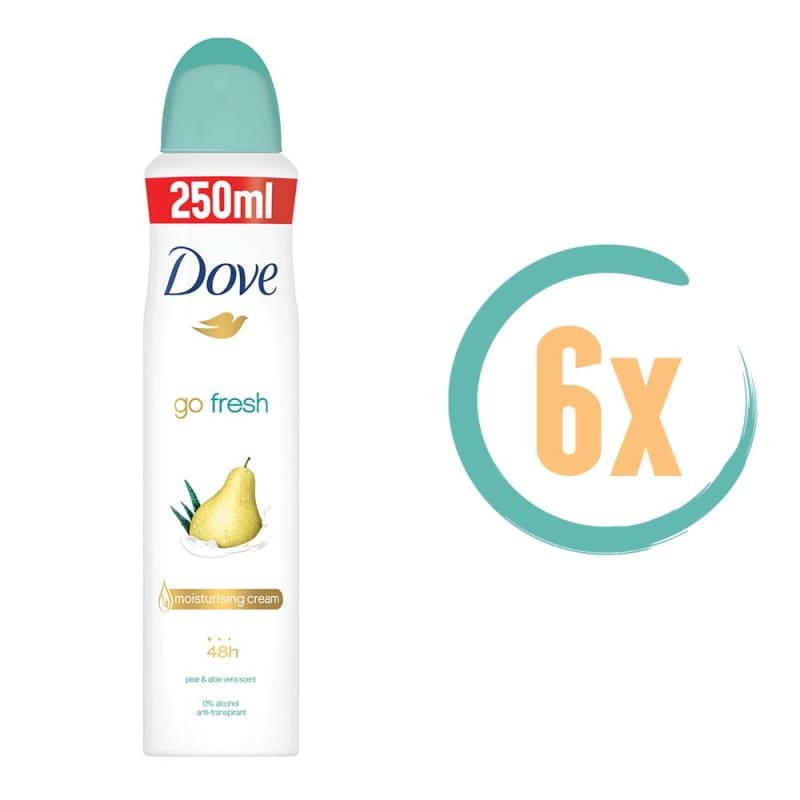 6x Dove Go Fresh Pear & Aloë Vera Deospray 250ml