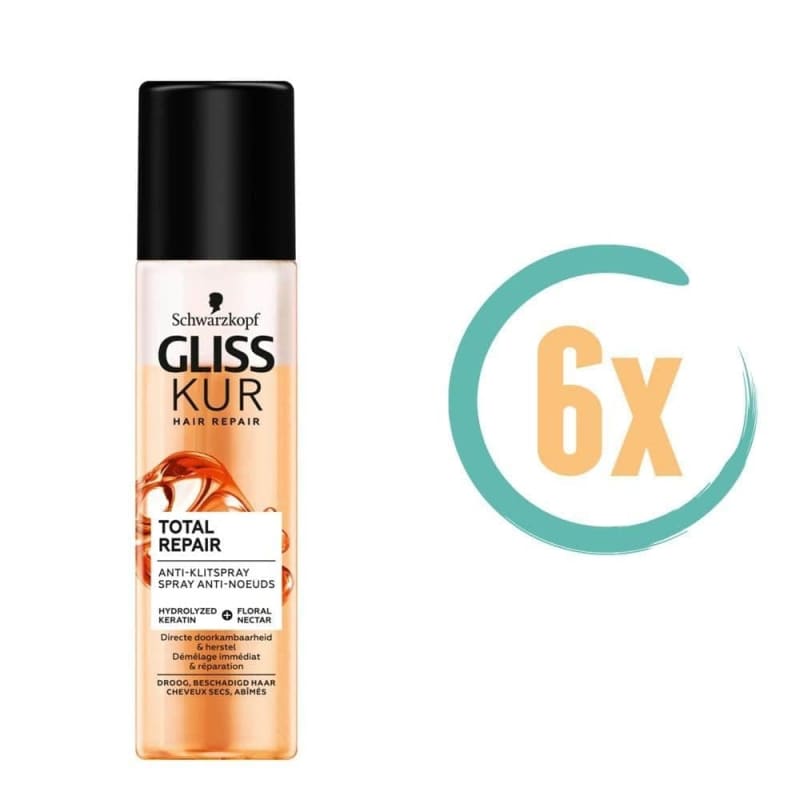 6x Gliss Kur Total Repair Anti klitspray 200ml