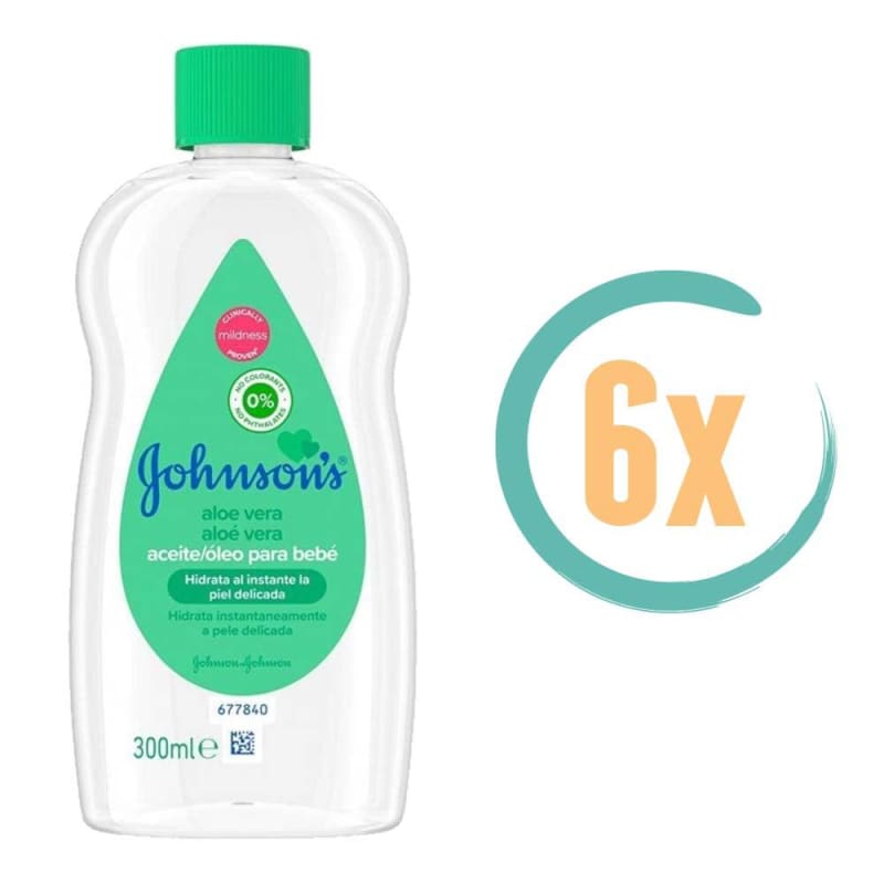 6x Johnson Baby Olie Aloë Vera 300ml - Huidolie