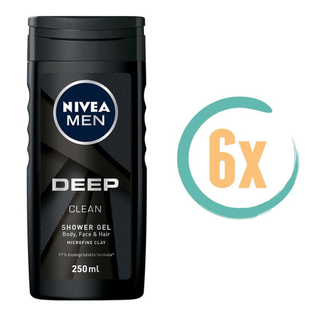 6x Nivea Deep Clean Douchegel 250ml