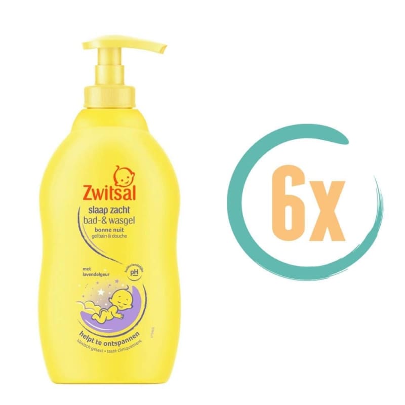 6x Zwitsal Slaap Zacht Lavendel Bad & Wasgel 400ml -