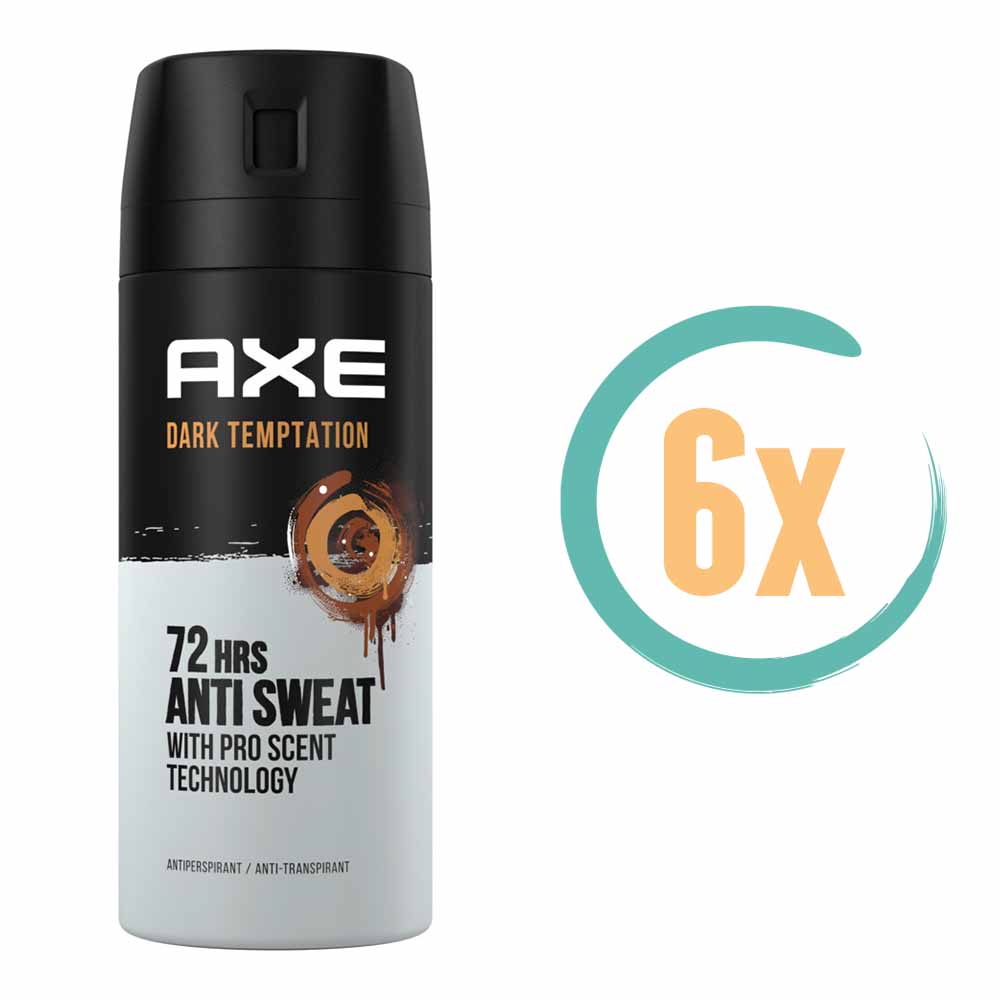 6x Axe Dark Temptation 72H Deospray 150ml, VoordeligInslaan.nl