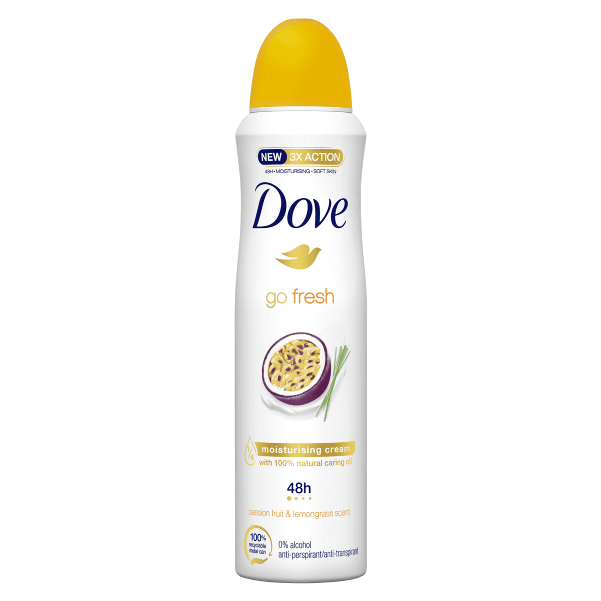 6x Dove Go Fresh Passievrucht & Citroengras Deospray 150ml, VoordeligInslaan.nl