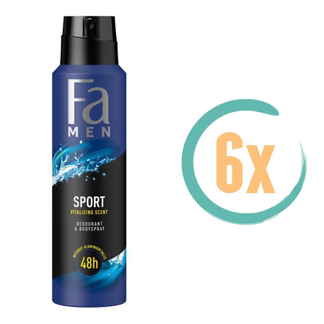 6x Fa Sport Deospray 150ml, VoordeligInslaan.nl