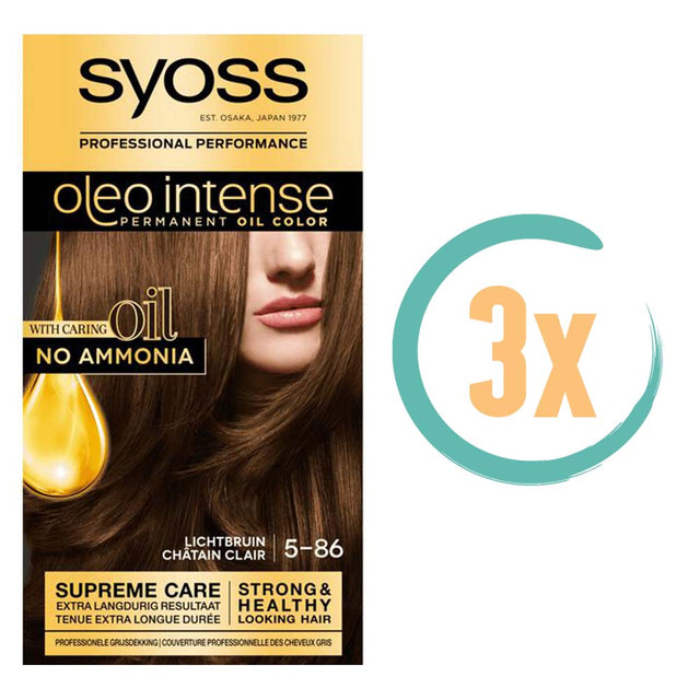 3x Syoss Oleo Intense 5-86 Lichtbruin Haarverf, VoordeligInslaan.nl