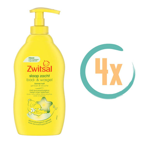 4x Zwitsal Slaap Zacht Eucalyptus Bad & Wasgel 400ml, VoordeligInslaan.nl